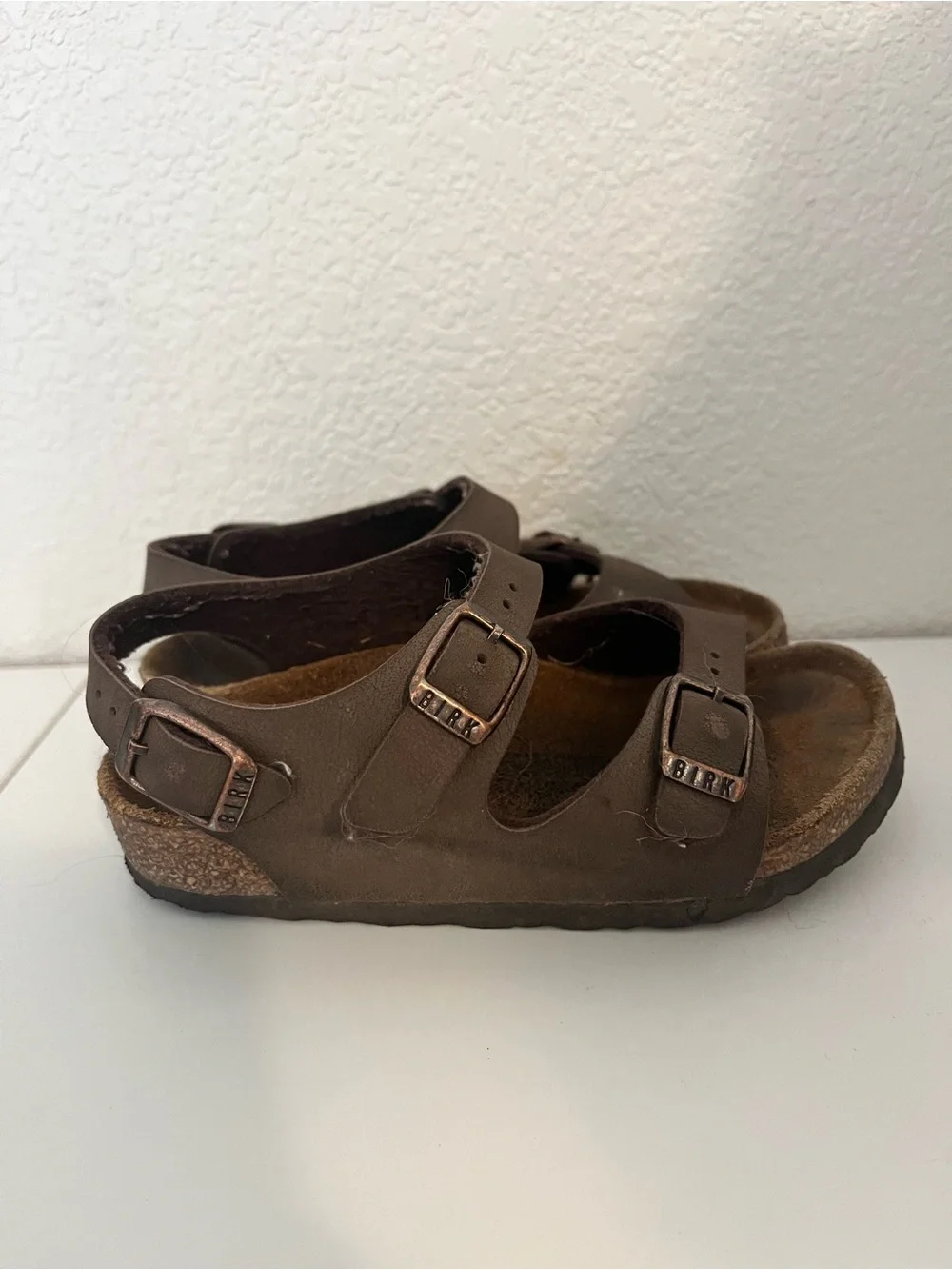 Birkenstock Kids Brown Double-Strap Cork Sandals with Buckles